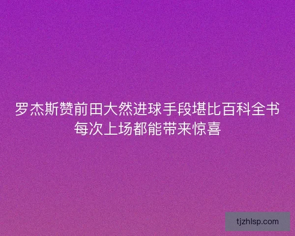 罗杰斯赞前田大然进球手段堪比百科全书每次上场都能带来惊喜