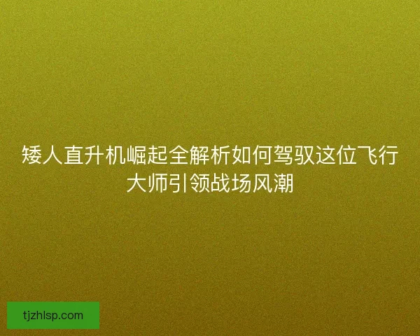 矮人直升机崛起全解析如何驾驭这位飞行大师引领战场风潮